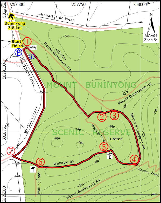 Mt Buninyong Crater walk map